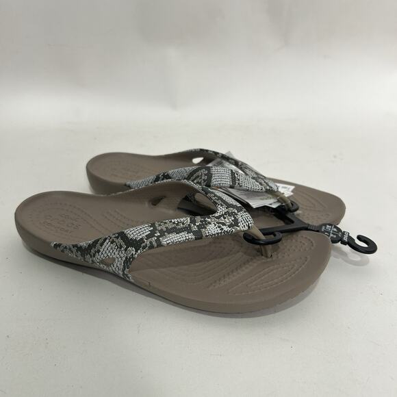 Crocs Kadee II Women's Flip-Flops “Tan Snakeskin” - Picture 1 of 6